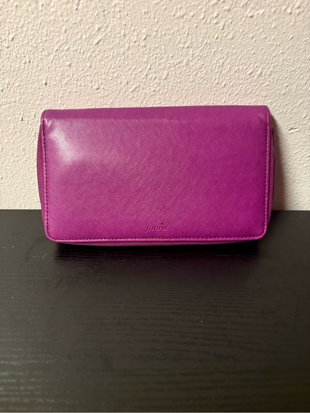 Filofax Saffiano Compact Zip Organizer Fuchsia Pink Purple Planner Wallet